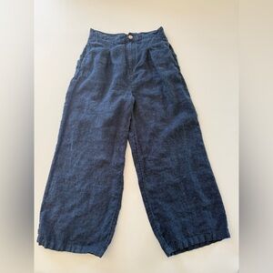 Halston-100% Linen-Wide Leg-Navy-Trouser-Pant-Spring-Summer-Light Weight-6